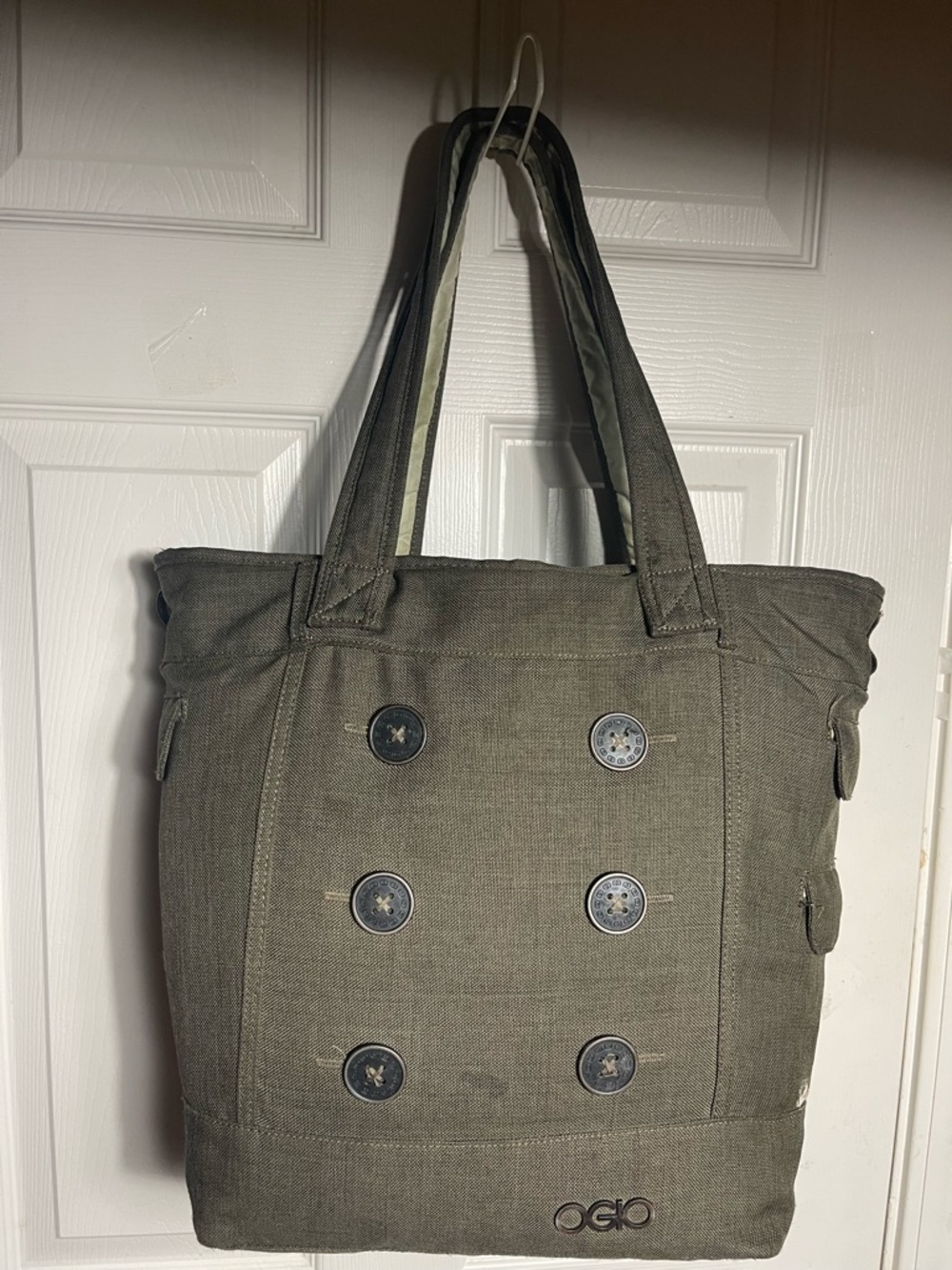 OGIO Olive Green Canvas Double-Button Tote laptop sleeve carry all tote bag